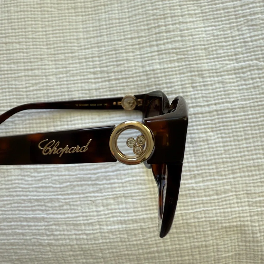 NWT Chopard Brown Sunglasses with Floating Diamonds and Gold Accents - Picture 3 of 13